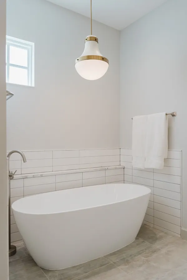 Freestanding tub and soft finishes