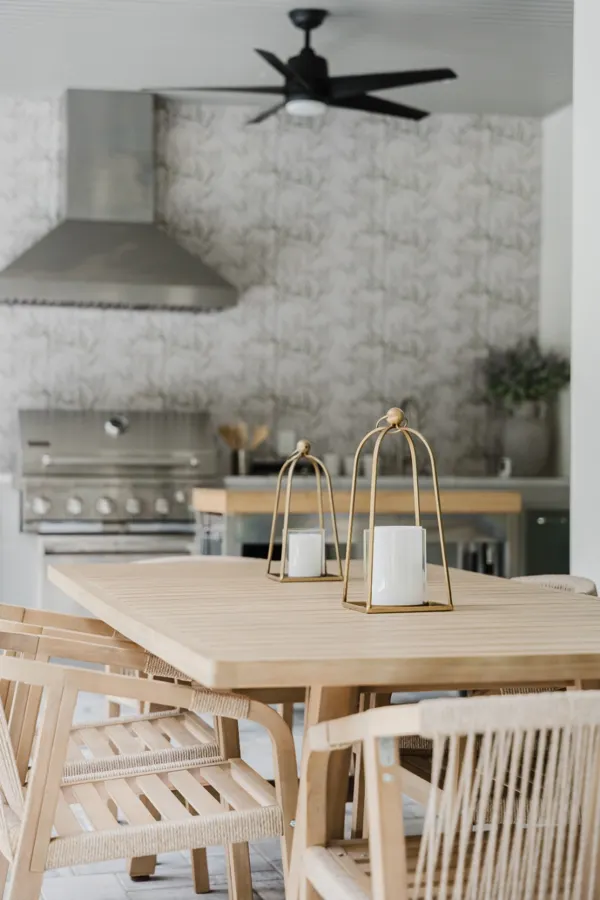 Dining space with botanical walls