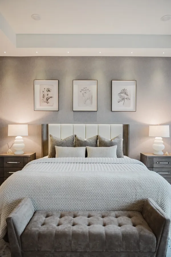 Textured bedroom feature wall